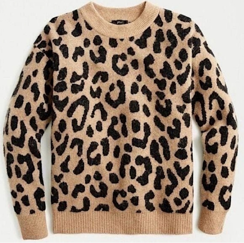 J. Crew Merino Wool Alpaca Blend Leopard Sweater
